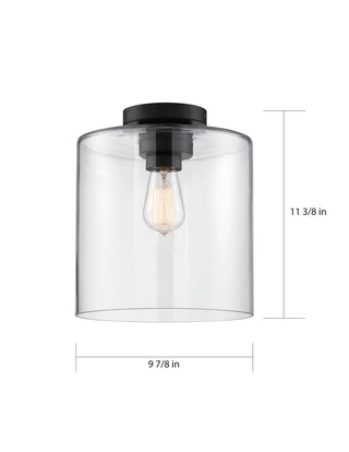 Chantecleer One Light Semi Flush Mount in Matte Black / Clear Glass