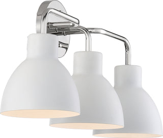 Sloan Three Light Vanity in Polished Nickel / White