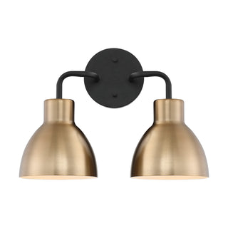 Sloan Two Light Vanity in Matte Black / Burnished Brass