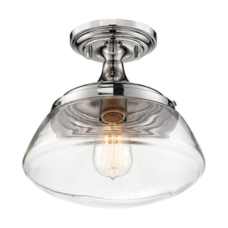 Kew One Light Semi Flush Mount in Polished Nickel / Clear Glass
