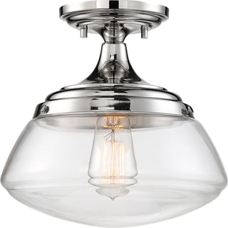 Kew One Light Semi Flush Mount in Polished Nickel / Clear Glass