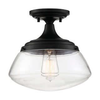 Kew One Light Semi Flush Mount in Aged Bronze / Clear