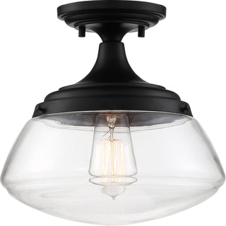 Kew One Light Semi Flush Mount in Aged Bronze / Clear