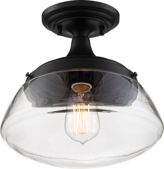Kew One Light Semi Flush Mount in Aged Bronze / Clear