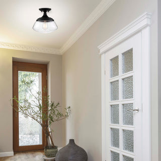 Kew One Light Semi Flush Mount in Aged Bronze / Clear