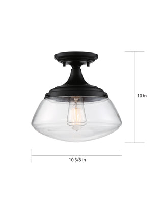 Kew One Light Semi Flush Mount in Aged Bronze / Clear