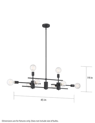 Delphi Eight Light Island Pendant in Black