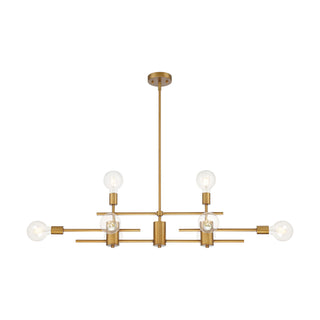 Delphi Eight Light Island Pendant in Aged Gold