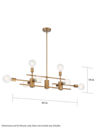 Delphi Eight Light Island Pendant in Aged Gold