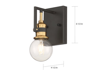 Intention One Light Vanity in Warm Brass / Black