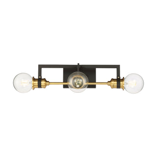 Intention Three Light Vanity in Warm Brass / Black