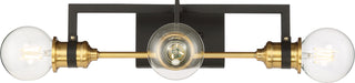 Intention Three Light Vanity in Warm Brass / Black