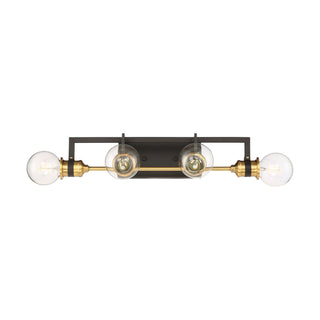 Intention Four Light Vanity in Warm Brass / Black