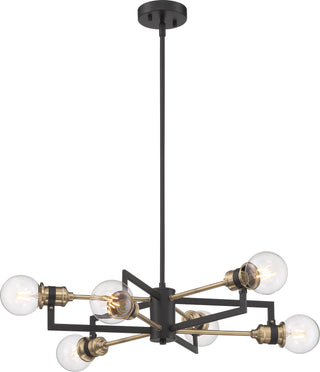 Intention Six Light Chandelier in Warm Brass / Black