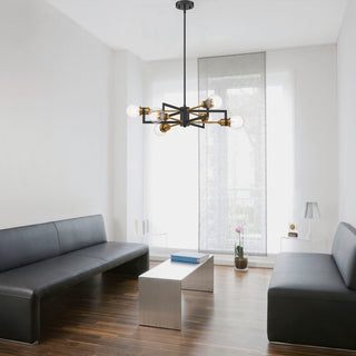 Intention Six Light Chandelier in Warm Brass / Black