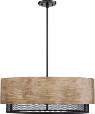 Barrique Five Light Pendant in Black / Honey Wood