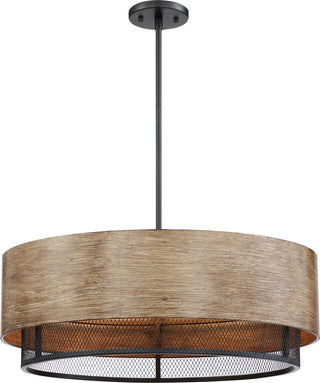 Barrique Five Light Pendant in Black / Honey Wood