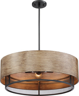 Barrique Five Light Pendant in Black / Honey Wood