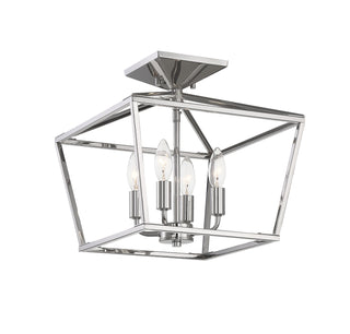 Townsend Four Light Semi-Flush Mount in Polished Nickel