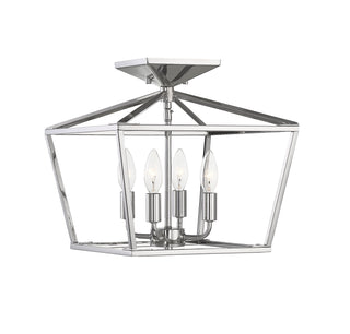 Townsend Four Light Semi-Flush Mount in Polished Nickel