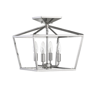 Townsend Four Light Semi-Flush Mount in Polished Nickel