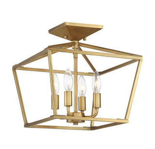 Townsend Four Light Semi-Flush Mount in Warm Brass