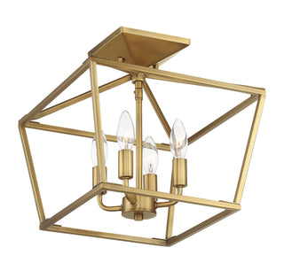 Townsend Four Light Semi-Flush Mount in Warm Brass