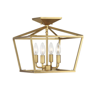 Townsend Four Light Semi-Flush Mount in Warm Brass