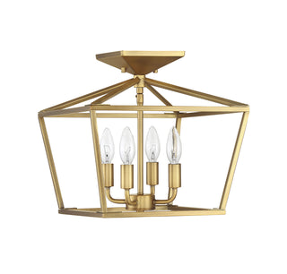 Townsend Four Light Semi-Flush Mount in Warm Brass