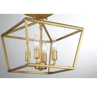 Townsend Four Light Semi-Flush Mount in Warm Brass
