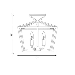 Townsend Four Light Semi-Flush Mount in Warm Brass