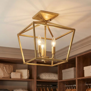 Townsend Four Light Semi-Flush Mount in Warm Brass