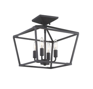 Townsend Four Light Semi-Flush Mount in Matte Black