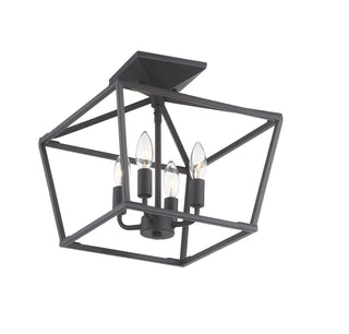 Townsend Four Light Semi-Flush Mount in Matte Black
