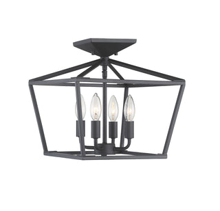 Townsend Four Light Semi-Flush Mount in Matte Black