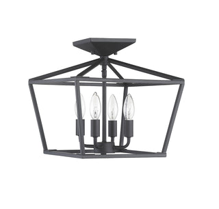 Townsend Four Light Semi-Flush Mount in Matte Black