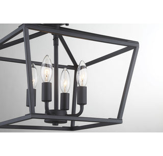 Townsend Four Light Semi-Flush Mount in Matte Black