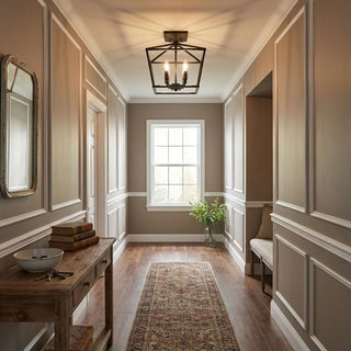 Townsend Four Light Semi-Flush Mount in Matte Black