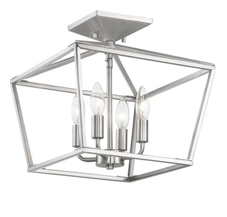 Townsend Four Light Semi-Flush Mount in Satin Nickel