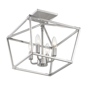 Townsend Four Light Semi-Flush Mount in Satin Nickel