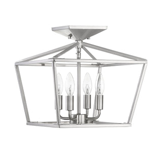 Townsend Four Light Semi-Flush Mount in Satin Nickel