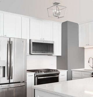 Townsend Four Light Semi-Flush Mount in Satin Nickel