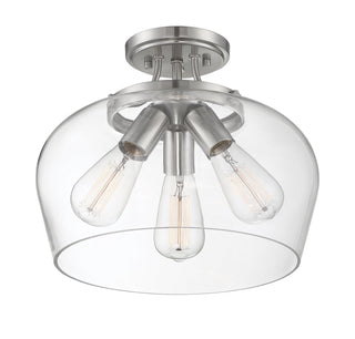 Octave Three Light Semi-Flush Mount in Satin Nickel