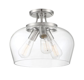 Octave Three Light Semi-Flush Mount in Satin Nickel
