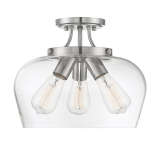 Octave Three Light Semi-Flush Mount in Satin Nickel
