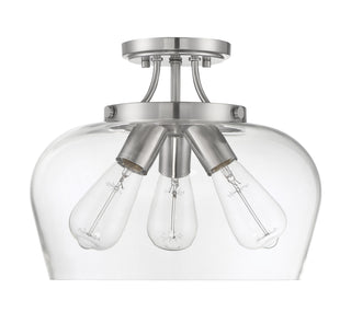 Octave Three Light Semi-Flush Mount in Satin Nickel