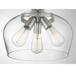 Octave Three Light Semi-Flush Mount in Satin Nickel