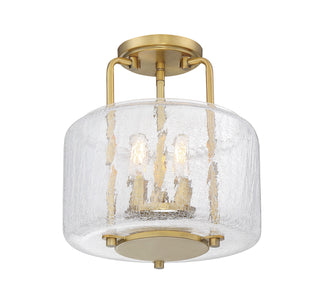 Avalon Three Light Semi-Flush Mount in Warm Brass