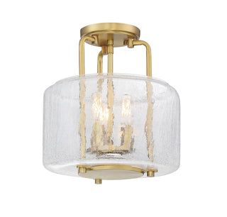 Avalon Three Light Semi-Flush Mount in Warm Brass