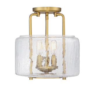 Avalon Three Light Semi-Flush Mount in Warm Brass